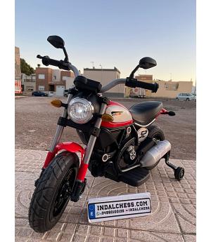 Moto Eléctrica 12v para niños, Ducati Scrambler, Ruedas Aire, roja, 2 a 6 años - IND19-ZTD307-ROJA